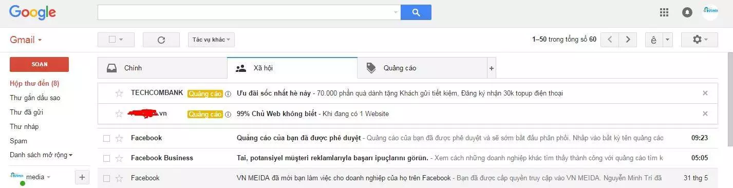 Quảng cáo với danh sách email có sẵn trong Gmail