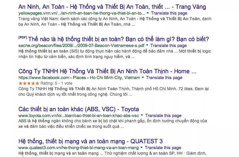 báo giá từ khóa An Ninh, An Toàn - Hệ Thống và Thiết Bị An Toàn
