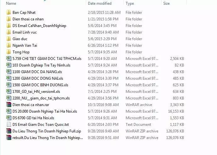 danh sach email khach hang mien phi