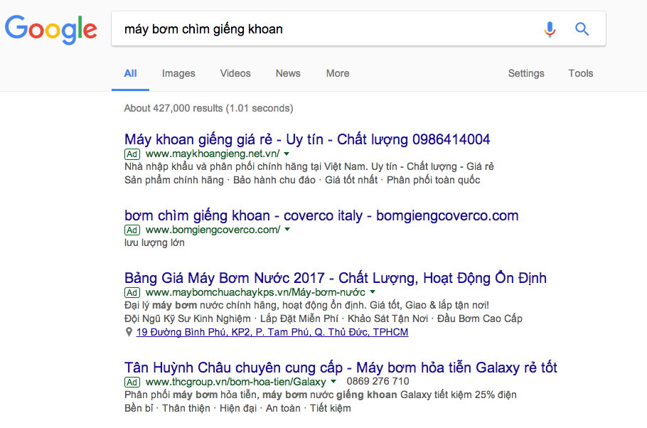 quảng cáo từ khóa Google