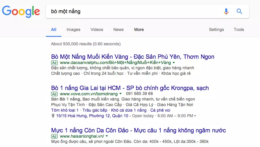 quảng cáo từ khóa Google