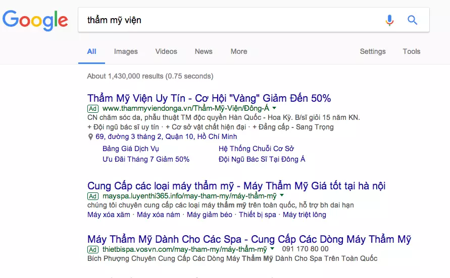chi phí quảng cáo google adwords