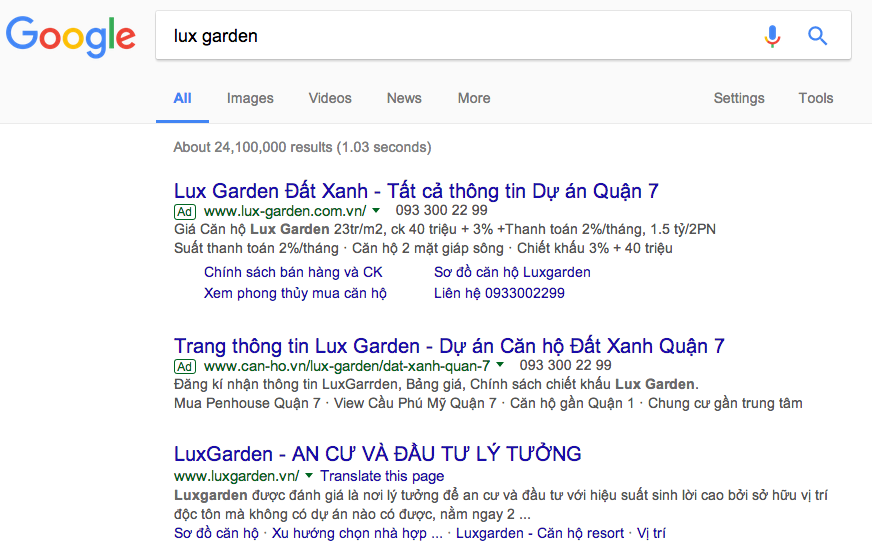 quảng cáo từ khóa trên Google