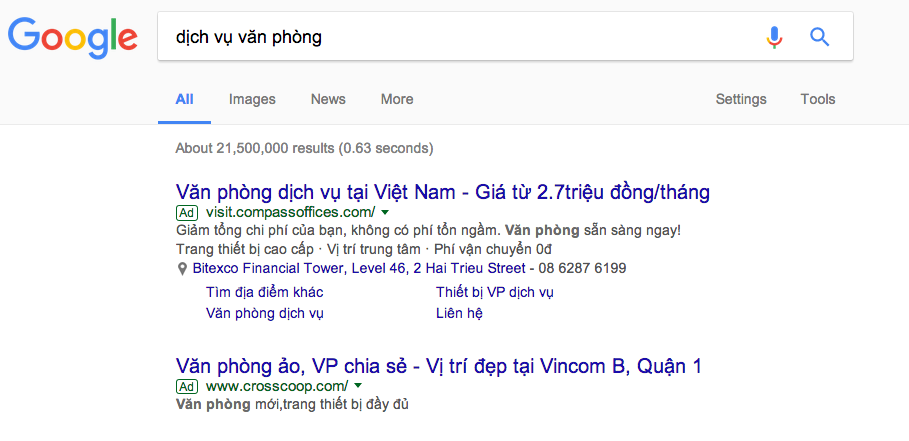 quảng cáo từ khóa Google ở Vinh