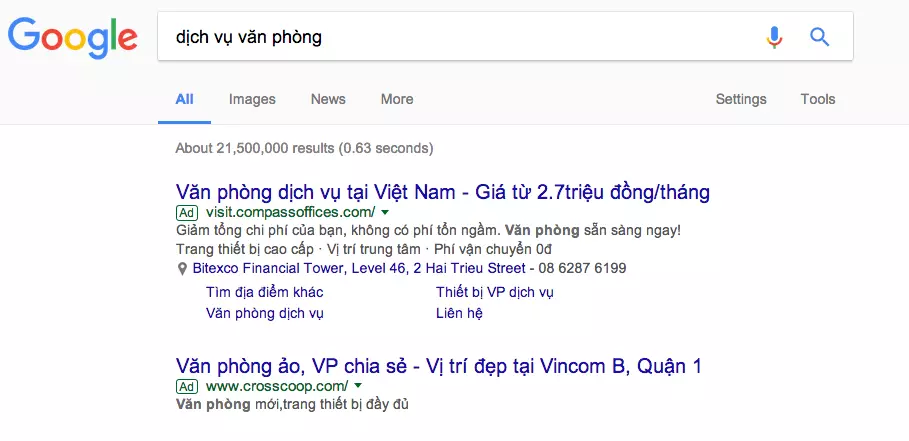 quảng cáo từ khóa Google ở Vinh
