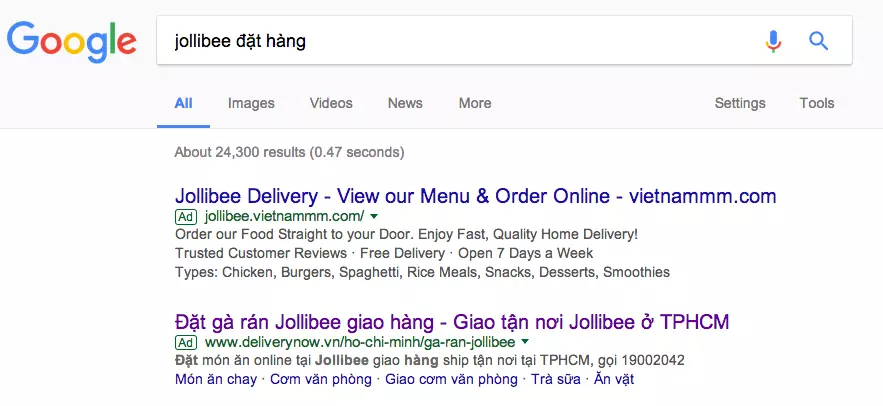 quảng cáo từ khóa Google cạnh tranh