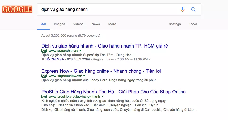 quảng cáo từ khóa Google cạnh tranh