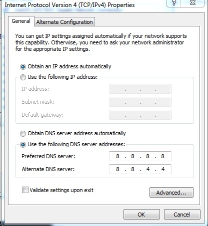 Cấu hình DNS Google