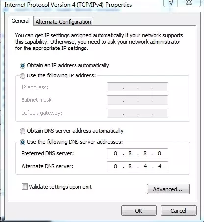 Cấu hình DNS Google