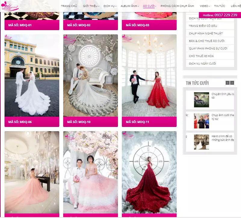 Thiết kế website áo cưới studio giá rẻ