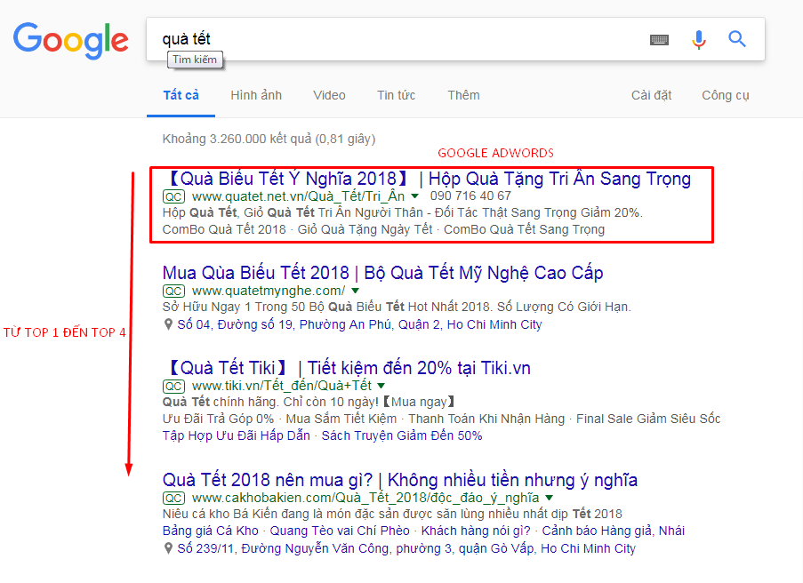 Quảng cáo Google Adwords lên top trong ngày