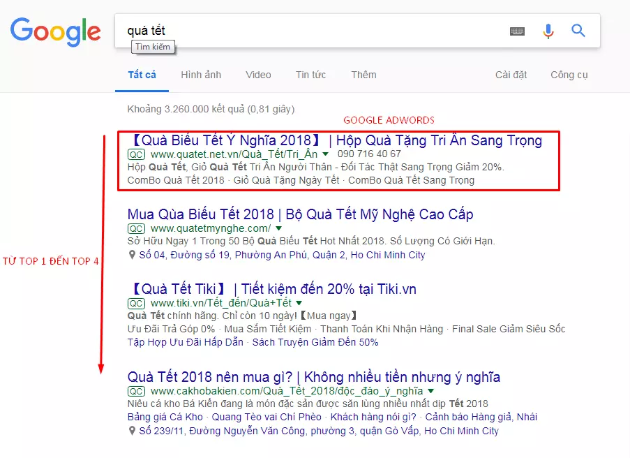 Quảng cáo Google Adwords lên top trong ngày