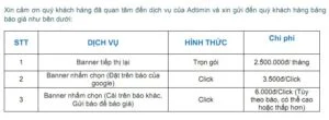 Báo giá quảng cáo Remarketing-Adtimin