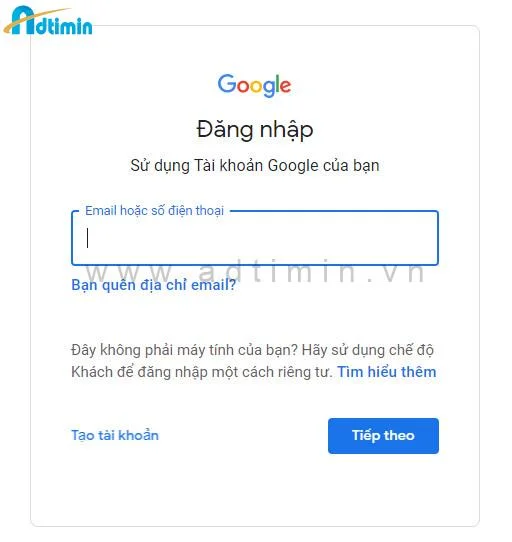 Đăng nhập vào tài khoản email 
