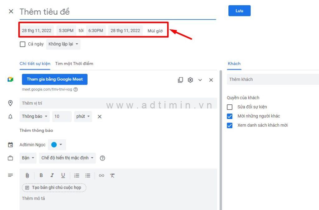 Đặt lịch họp online trên Google Meet