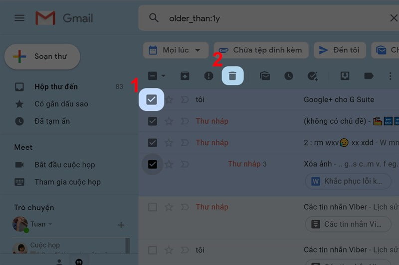 Giải phóng dung lượng Gmail