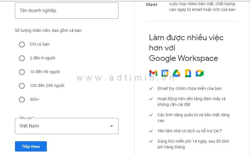 đăng ký email cho doanh nghiệp