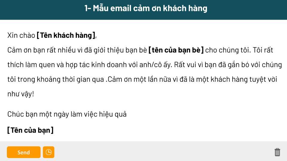 Mẫu email gửi lời cảm ơn