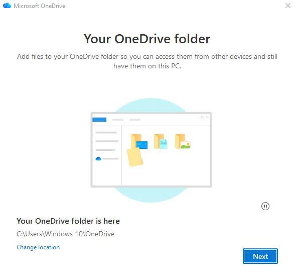 Chọn vị trí thư mục OneDrive