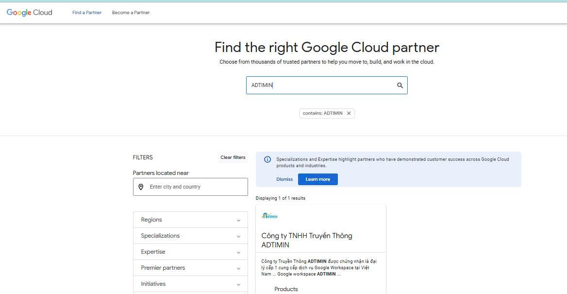 Chứng nhận ADTIMIN đại lí chính thức của Google
