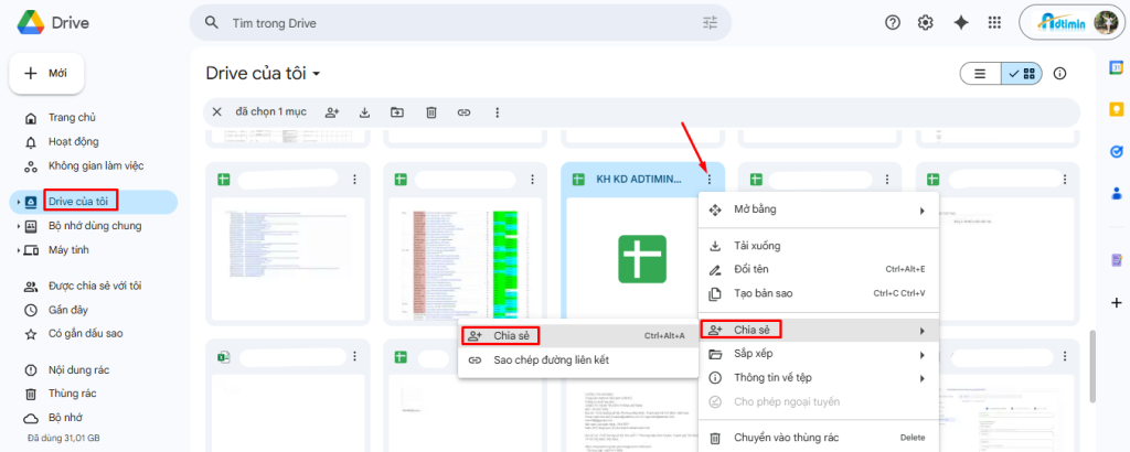 Cách chuyển quyền sở hữu Google Drive trên máy tính