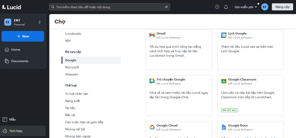 Cách tích hợp Lucidchart vào Google Docs / Sheets / Slides